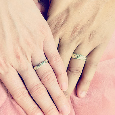 グリーンゴールド 4mm幅と6mm幅 結婚指輪 マリッジリング
